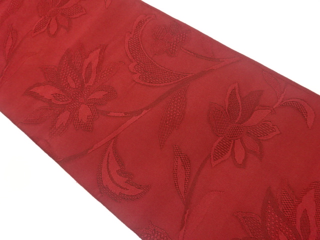 綴れ花葉模様織出し名古屋帯